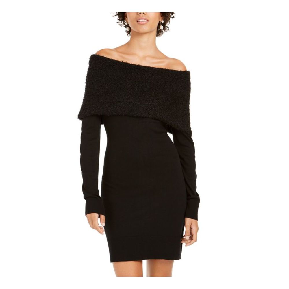 BCX Womens Black Long Sleeve Above The Knee Body Con Evening Dress Size: XXS
